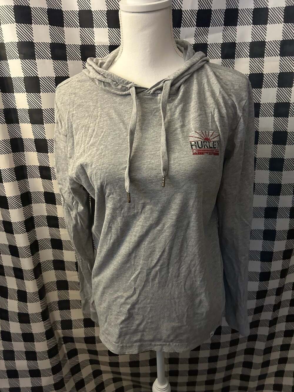 Hurley Graphic Sun Logo Lightweight Pullover Hoodie Gray